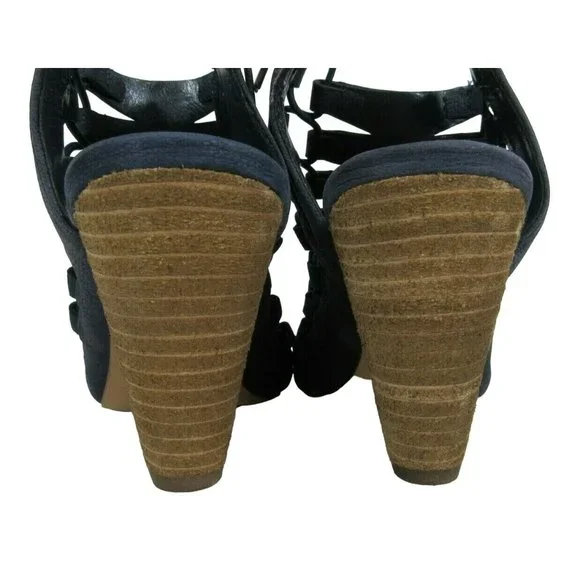 Vince Camuto Eliaz Lace Up Strappy Dress Sandal Cone heel Women's Size 5.5 Navy - Picture 5 of 8